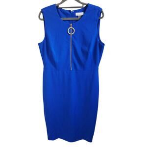 Calvin Klein Women's Size 12 Sleeveless Sheath Dress Cobalt Blue Cocktail Party